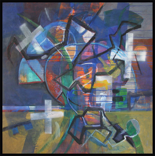 Aus der Folge: Blaue Bilder-Labyrinth, &Ouml;l auf Leinwand, H 100cm x B 70cm, 2003