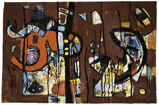 Mischtechnik auf Papier, H 35cm x B 75cm, 1998