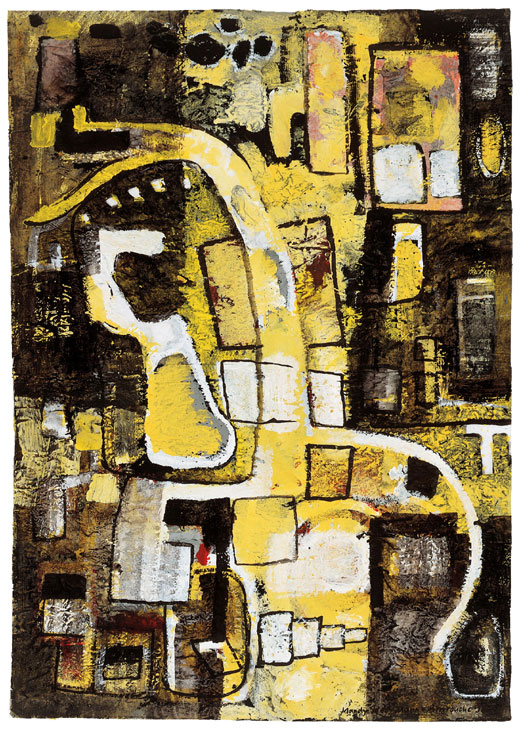 Mischtechnik auf Seidenpapier, H 67cm x B 96cm, 1997